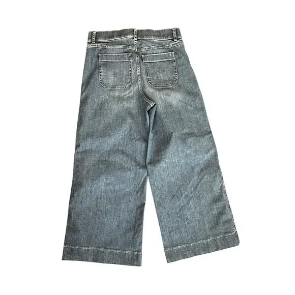SPANX High Rise Cropped Wide Leg Jeans Medium Wash Size Large - Picture 8 of 11